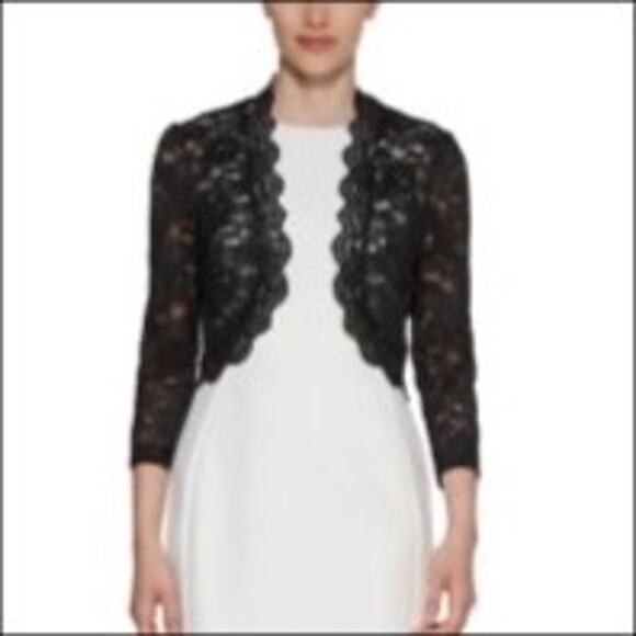 Jessica Howard Black Lace 3/4 Sleeve Bolero Jacket Size Large NWT - Picture 9 of 9